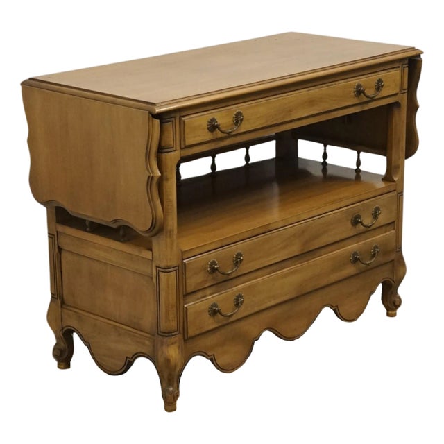 Metz Furniture Solid Hard Rock Maple Country French Style 62" Drop Leaf Server Buffet For Sale