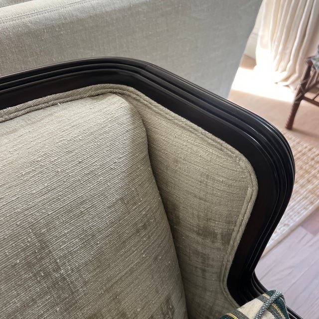 Contemporary Pristine John Boon Club Chair in Oyster Linen Velvet For Sale - Image 3 of 8