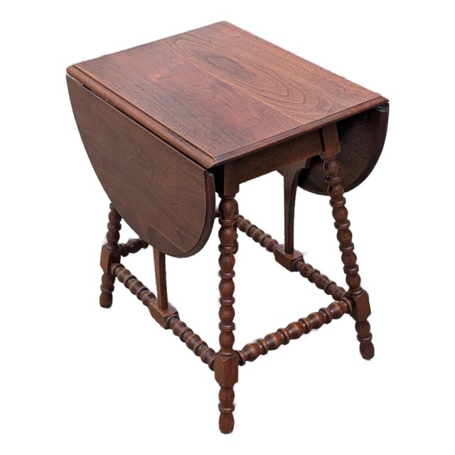 Vintage Americana Style Drop Leaf Side Table Rustic Country Colonial For Sale