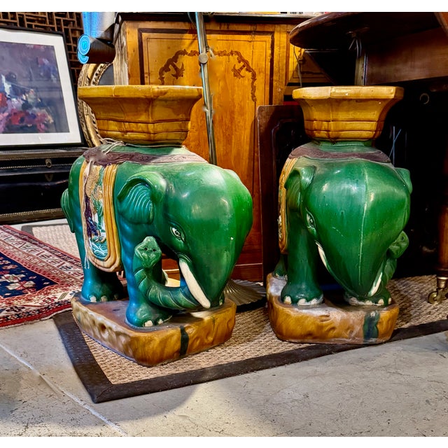 1960s Pair Elephant Form Garden Stools For Sale - Image 5 of 8