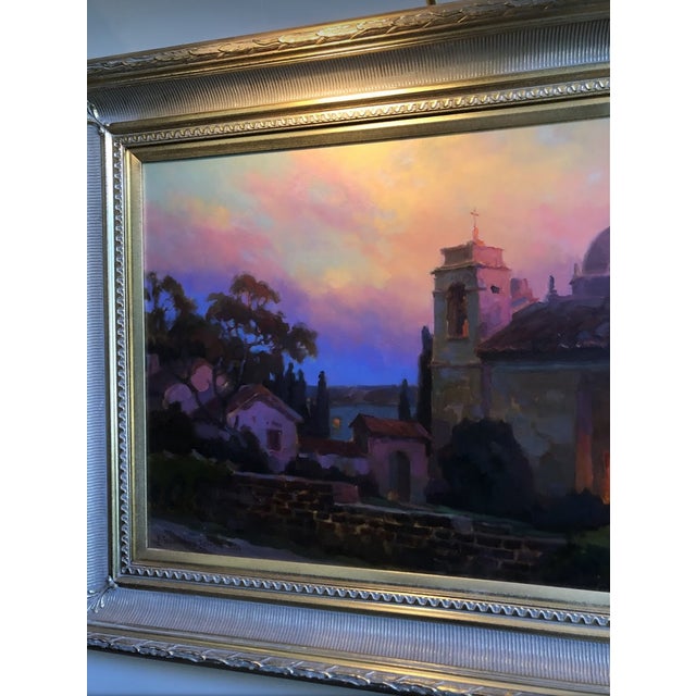 Lydia and Evgeny Baranov "Mystic Twilight" Painting of Carmel Mission, Framed For Sale - Image 4 of 11