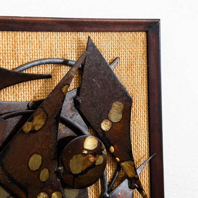 Mid-Century Modern Mid Century Modern Wall Art Metal Works Abstract Square Shapes Framed MCM For Sale - Image 3 of 10
