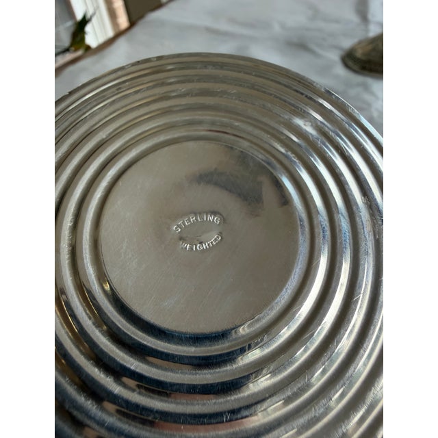 Neoclassical Pair of Vintage Weighted Sterling Silver Candlesticks | Reeded Bases | 3” Tall For Sale - Image 3 of 6