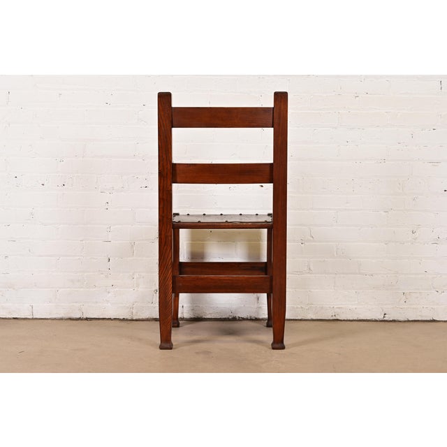 Joseph McHugh Antique Mission Oak Arts & Crafts Desk Chair or Side Chair, Circa 1920s For Sale - Image 11 of 12