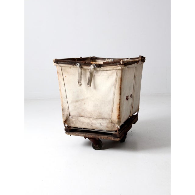 Vintage Dandux Industrial Laundry Cart For Sale - Image 9 of 12