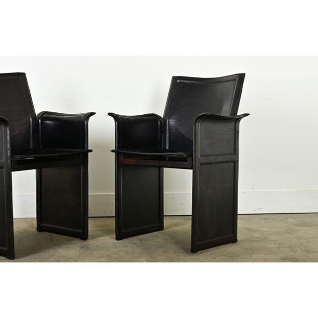 Vintage Italian Matteo Grassi Leather Armchairs - A Pair For Sale - Image 10 of 12