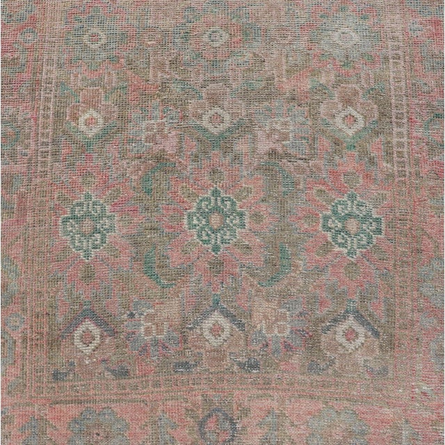 Antique Turkish Oushak Runner With Vibrant Floral Patterns in Soft Pastel Tones 3'1 X 10'1 For Sale - Image 4 of 10
