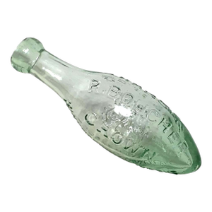 Late 19th Century R. Boucher Swansea Aqua Glass Torpedo Bottle