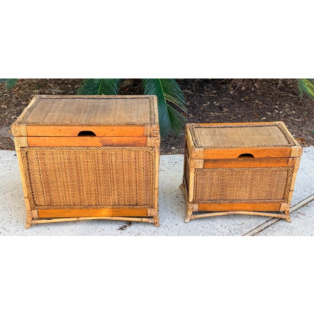 These are sturdy rattan wicker trunks with a great aged patina. I can see so many uses for these trunks particularly if...