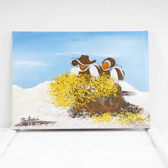 Oil on Canvas, Women and Brooms by Costanza Mantovani
