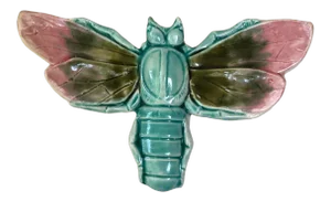 C.1900 Majolica Dragonfly Wall Pocket Desvres