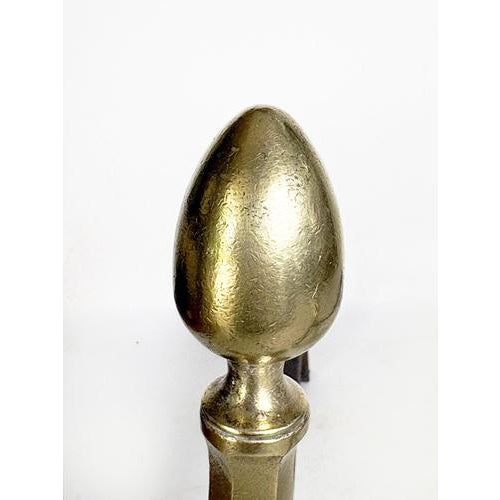 Andirons with Brass Finials, France, 1930s, Set of 2 For Sale - Image 12 of 14