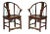 19th Century Chinese Painted Horseshoe Back Armchairs - a Pair For Sale