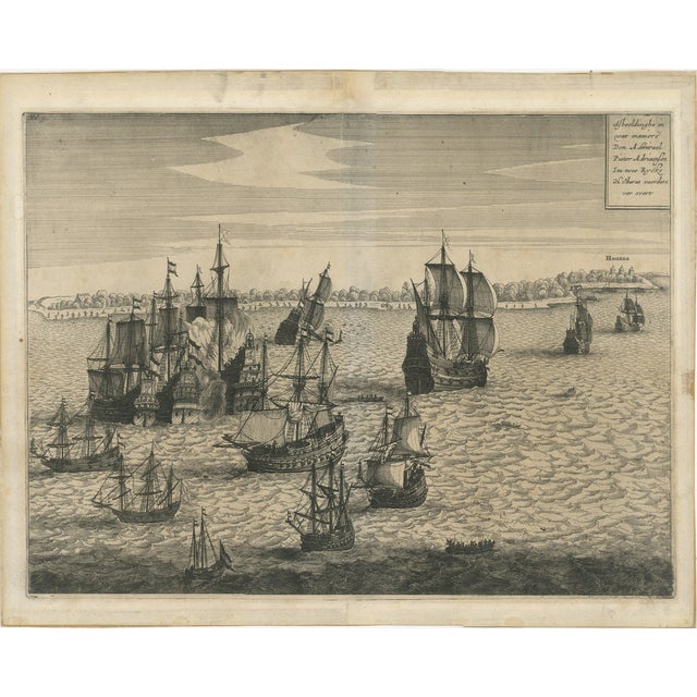 Capture of Spanish Ships by Dutch Fleet Near Cuba, 1628, Paper For Sale