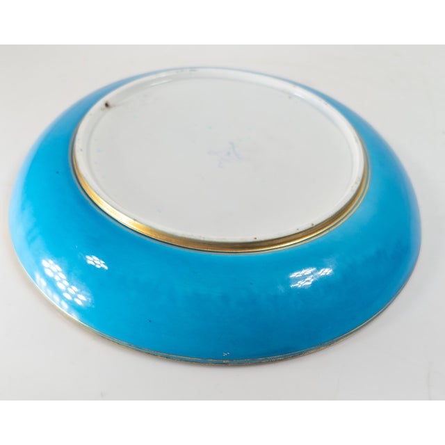 18th Century French Sevres Vincennes Bleu Celeste Plate With Courting Scene For Sale - Image 17 of 18