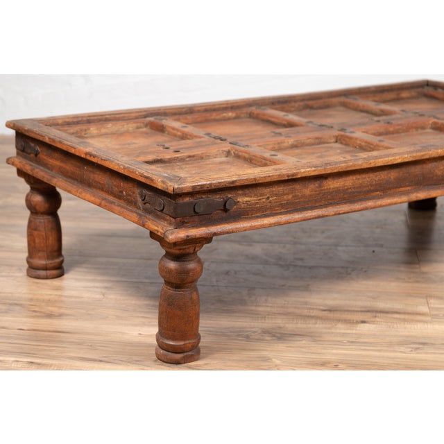 Antique Sheesham Wood Indian Palace Door Made Into Coffee Table