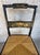 This product is a pair of antique Hitchcock stenciled rush seat side chairs, featuring a floral pattern on dark wood...