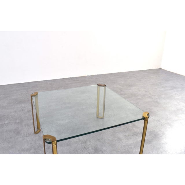 Metal Hollywood Regency Brass and Glass Coffee Table by Peter Ghyczy, 1970s For Sale - Image 7 of 9
