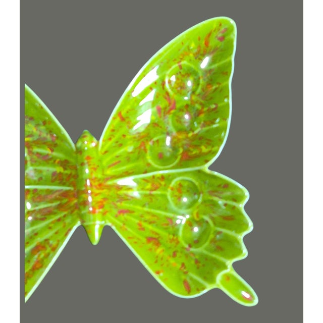 Contemporary Vintage Ceramic Green Butterfly Trinket Holder Dish For Sale - Image 3 of 9