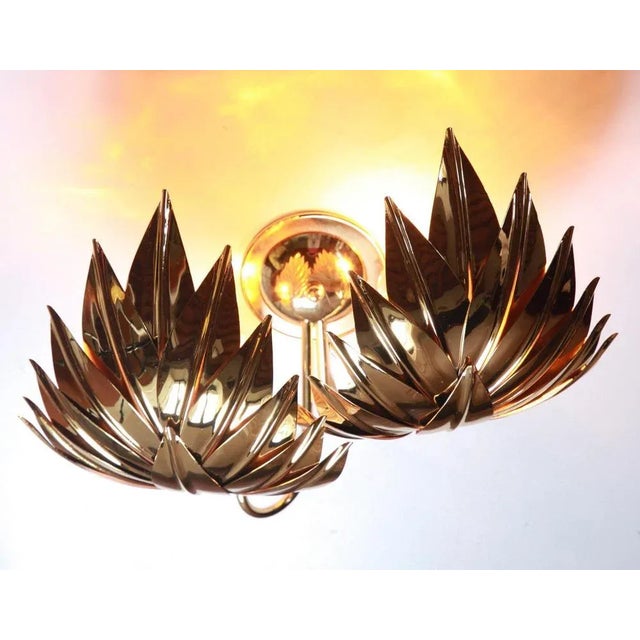 Gold Large Gilt Brass Palm Wall Lamp from Maison Jansen, 1970s For Sale - Image 8 of 18