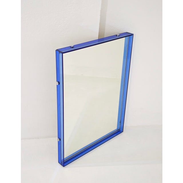 Mid-Century Modern Crystal Art Glass Blue Wall Mirror, Italy, 1960s For Sale - Image 12 of 16