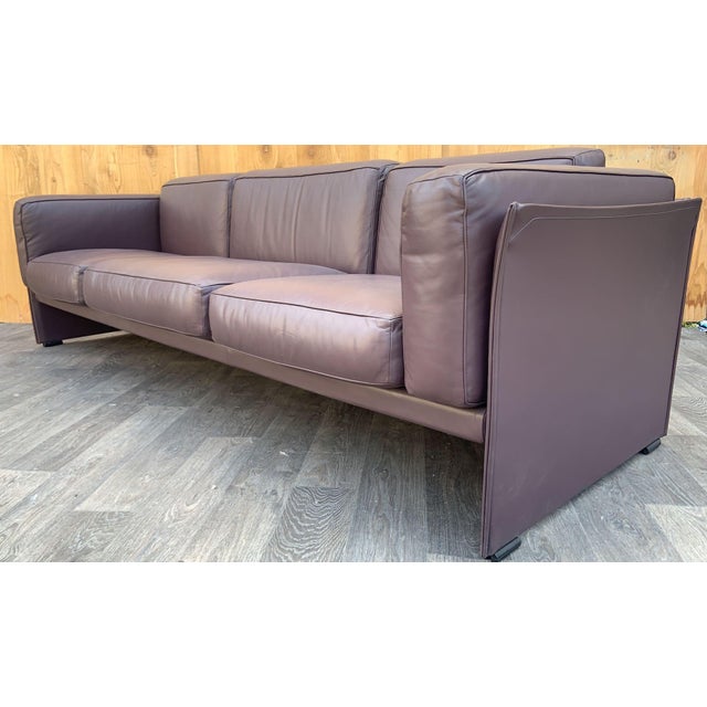 Mid Century Modern 405 Duc Sofa by Mario Bellini for Cassina in Plum Leather For Sale - Image 11 of 12