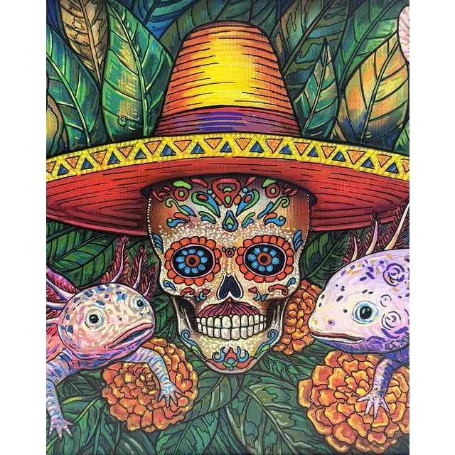 Paper Ricardo Maya Contemporary Mexican Folk Art Día De Los Muertos Painting For Sale - Image 7 of 18