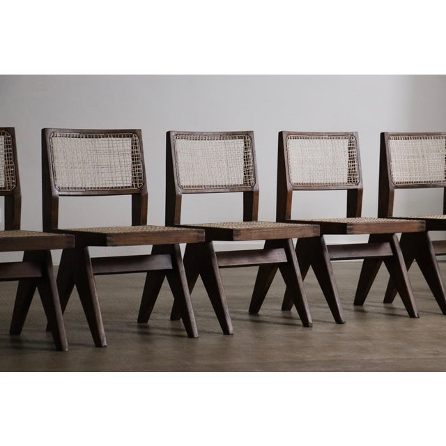 1950s Office Cane Chairs from Pierre Jeanneret, India, 1950s, Set of 8 For Sale - Image 5 of 18