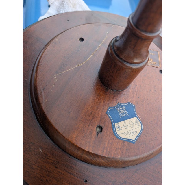 Vintage Georgian Embossed Leather Top Mahogany Round Side Table Columbia MFG For Sale - Image 4 of 6