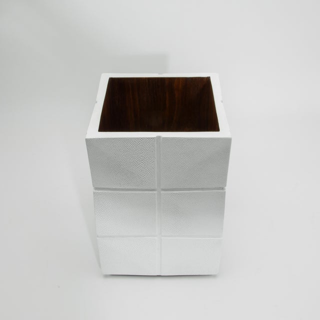 Animal Skin Waste Bin in White Shagreen by R&y Augousti For Sale - Image 7 of 7