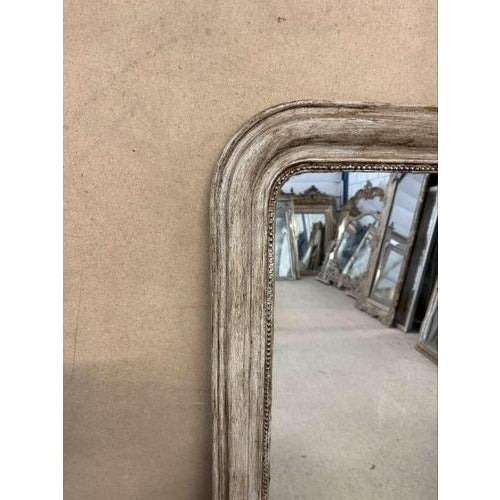 19th Century Antique French Louis Philippe Arched Carved Wood Top Mirror For Sale - Image 3 of 6