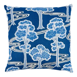 Schumacher Tree River Pillow in Blue