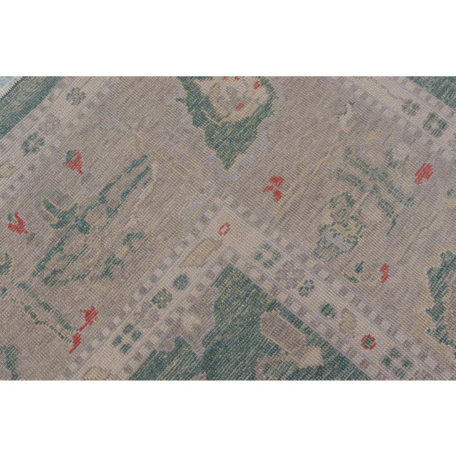 Green Color Turkish Oushak Rug by Keivan Woven Arts 10'7'' X 13'8'' For Sale - Image 18 of 18