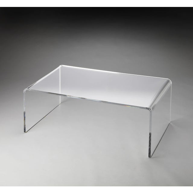 Contemporary Crystal Clear Acrylic Coffee Table, Clear For Sale - Image 3 of 3