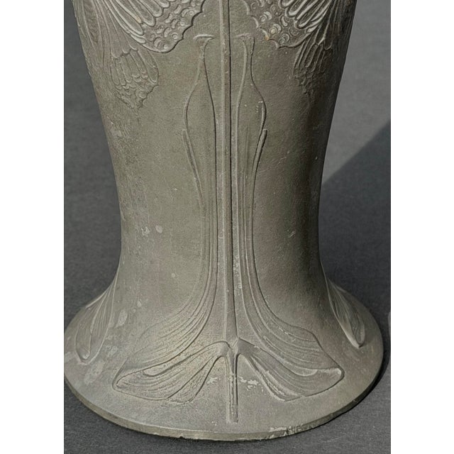 Dark Gray Signed Kayserzinn Art Nouveau Vase Designed by Hugo Leven. For Sale - Image 8 of 12