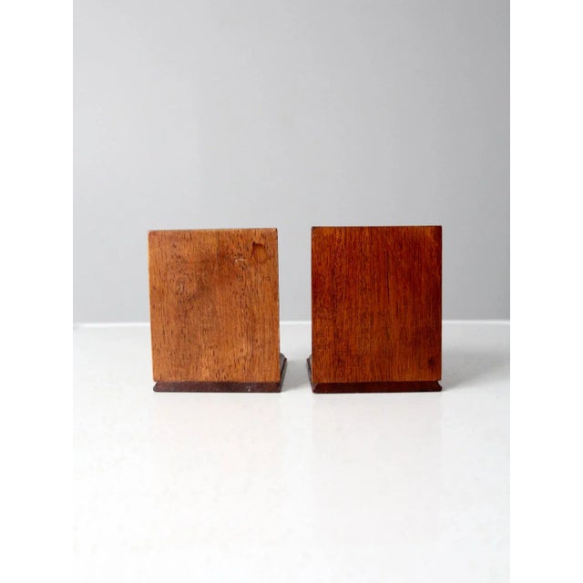 Brown Vintage Wood and Brass Duck Bookends - a Pair For Sale - Image 8 of 11