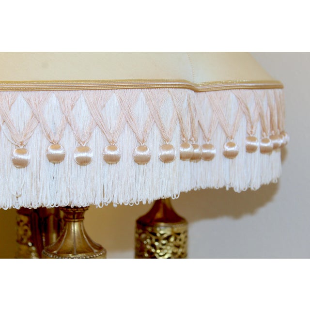 Listing TitleVintage 1960s Hollywood Regency Brass & Crystal Waterfall Table Lamp For Sale - Image 9 of 17