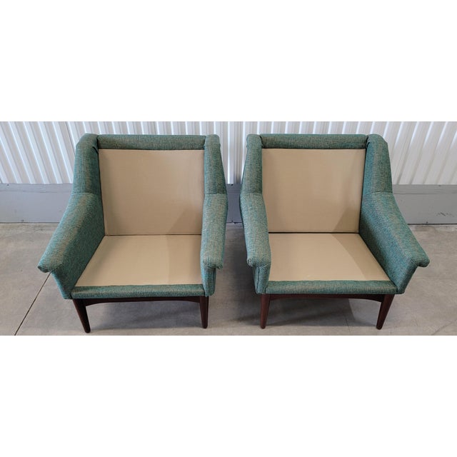 Turquoise Mid Century h.w Klein Lounge Chairs for Bramin-Pair For Sale - Image 8 of 18