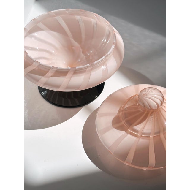 Mid-Century Modern Mid-Century Modern Murano Opalina Swirl Bonbonniere, 1950s For Sale - Image 3 of 6