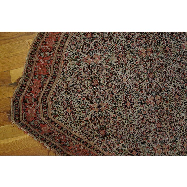 Persian 1880s Ivory Medallion Antique W. Persian Senneh Saddle Rug 3'8" X 4' Handknotted Carpet For Sale - Image 3 of 6