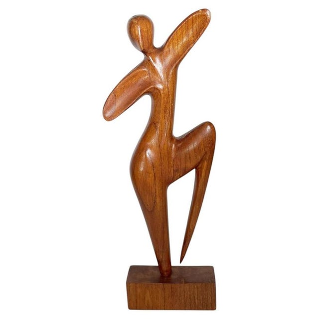 Wooden Sculpture of a Woman, France, 1960s For Sale - Image 12 of 12