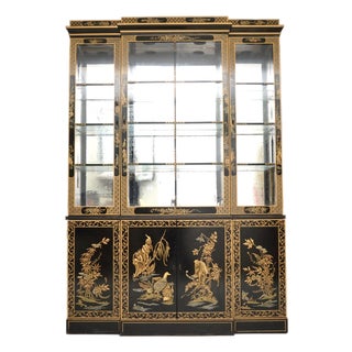 Antique Georgian Chinoiserie Breakfront Bookcase, 1960s For Sale