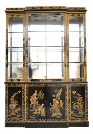 Antique Georgian Chinoiserie Breakfront Bookcase, 1960s