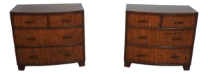 Pair Ethan Allen Bamboo Bow Front Chests