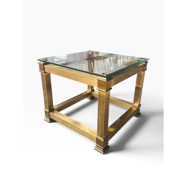 Metal Vintage Mastercraft Brass & Glass Side Tables — Pair For Sale - Image 7 of 9