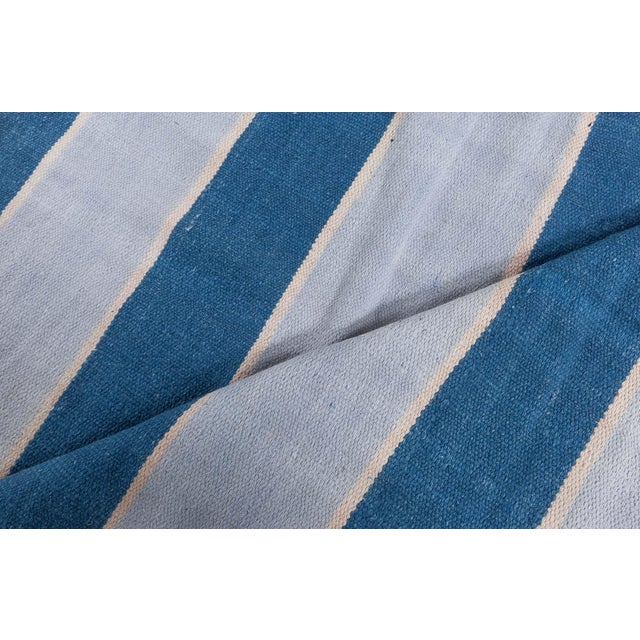 Doris Leslie Blau Vintage Indian Dhurrie Striped Rug For Sale - Image 4 of 11