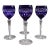 Late 20th Century Ajka Hungary Cadessia Cobalt Blue Crystal Wine Hock Glasses- Set of 4 For Sale