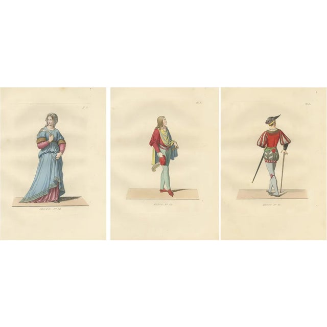 Italian Renaissance Dress, 1845, Paper, Set of 3 For Sale