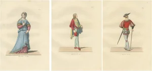 Italian Renaissance Dress, 1845, Paper, Set of 3