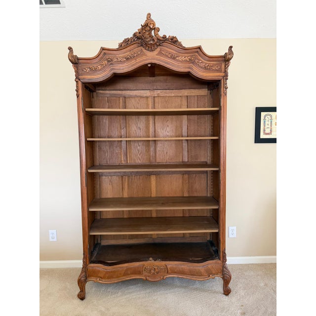 19th Century French Louis XV Style Walnut Armoire With Beveled Mirror Doors, Circa 1880 For Sale - Image 12 of 17